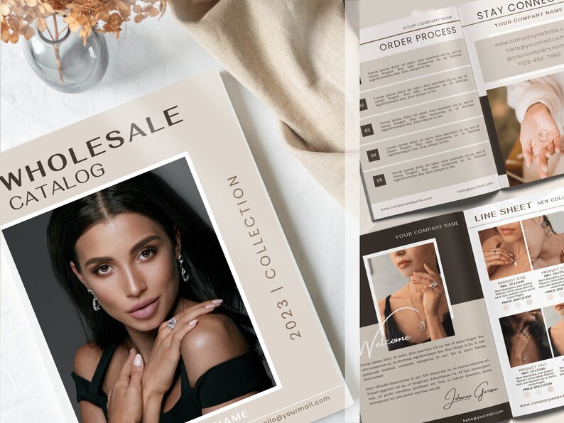 Line Sheet Template for Wholesale. Jewelry Line Sheet Canva. Editable