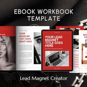 Lead Magnet Ebook Template. Canva Workbook, PDF Freebie Guide for Email List Growth | RED