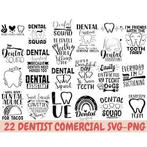 Bundel tandheelkundige svg, bundel tandarts svg, Dental squad svg, tandarts Quotes SVG, tandartsassistent cadeau, mondhygiënist svg, cricut gesneden bestand svg