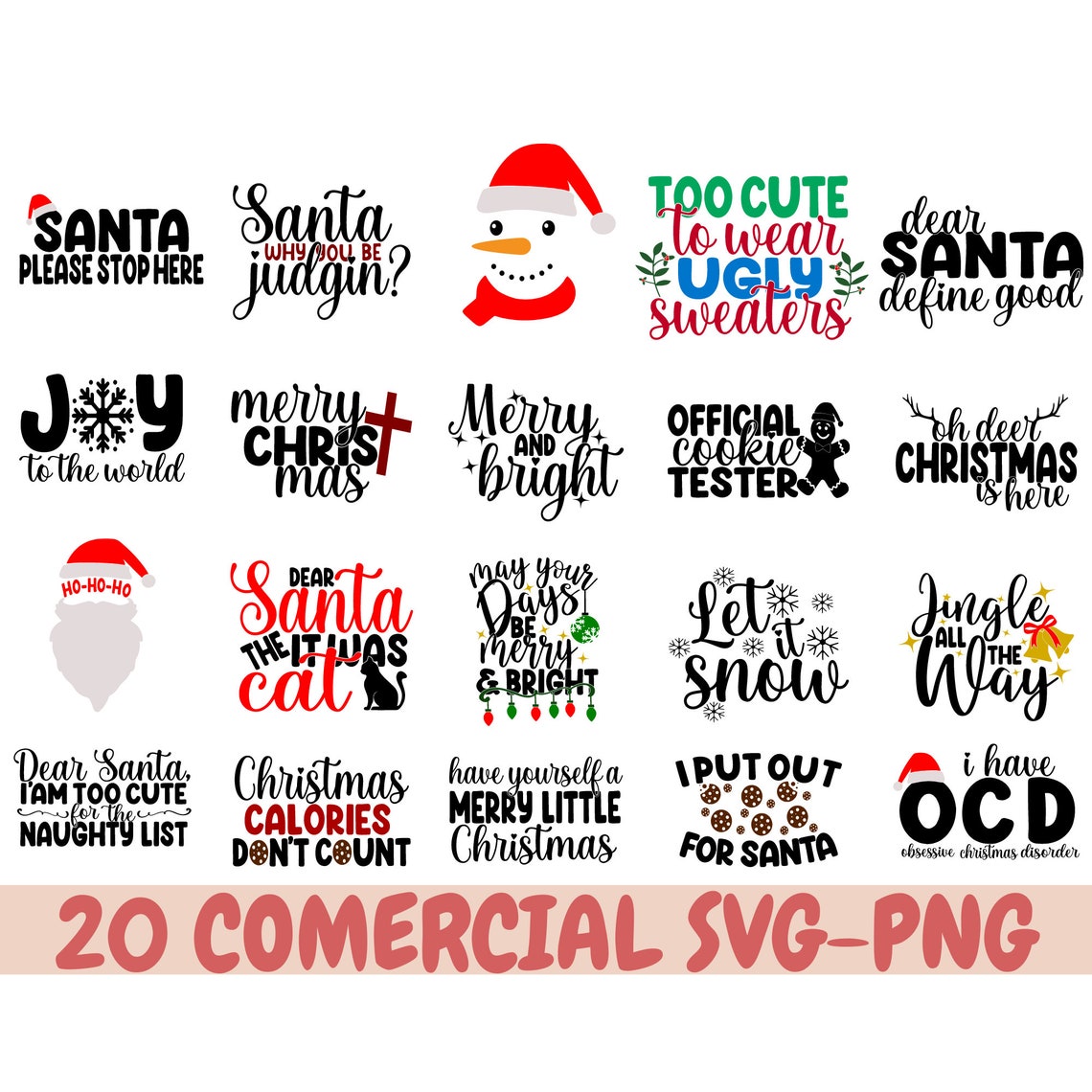 Christmas Bundle SVG, Christmas Svg, Holiday Svg, Winter Svg, Santa Svg ...