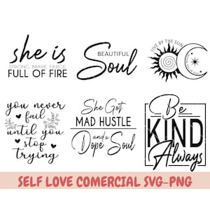 Boho inspirerende Svg Png-bundel | Positieve Affirmaties Svg | Vriendelijkheid Svg | Drukte Svg | Ondernemer SVG | Gemachtigde vrouwen shirt SVG