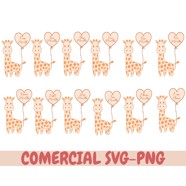 Baby Meilenstein Runden svg | Baby Ankündigung svg | Geburtsdaten svg |  Baby svg | Neugeborenen Schild SVG Giraffe Set SVG,Süßes Baby Giraffe svg