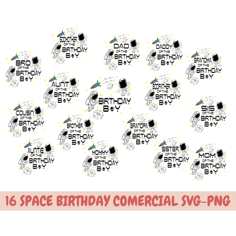 Space Themed Birthday Space Birthday Svg Matching Family - Etsy
