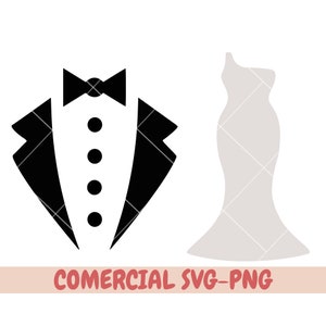 Wedding Dress svg, Bridesmaid svg, Strapless Dress Wedding png, Wedding Gown Clipart, svg, png, Groom suit svg, Groomsman suit svg, cricut