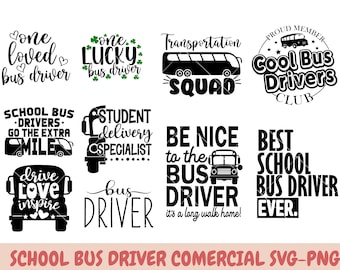 Paquete Svg de conductor de autobús, Autobús escolar Svg, Conductor de autobús escolar Svg, Conductor de autobús Png, Autobús escolar Png, Camisa de conductor de autobús Svg, Taza de conductor de autobús, autobús svg
