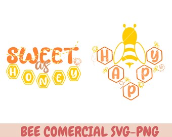 Bee Happy SVG, Bee SVG, sweet honey svg, Bumblebee SVG, Summer svg, Honeybee svg, Happiness svg, Hand-lettered Design, Cut File for Cricut,