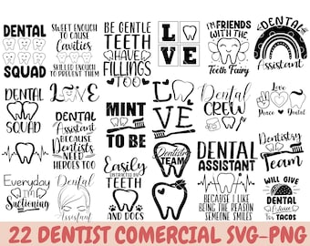 Bundle dentale svg, bundle dentista svg, Squadra dentale svg, dentista Quotes SVG, regalo assistente dentale, igenista dentale svg, cricut cut file svg