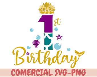 Verjaardag zeemeermin svg, zeemeerminstaart svg zeemeermin meisje svg, zeemeermin partij tshirt, 1e verjaardag zeemeermin SVG, zeemeermin SVG, zeemeermin verjaardag SVG