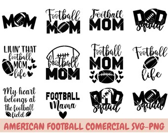 Football Mom SVG Bundle, Football SVG, Football Shirt SVG, Football Mom Life svg, game day svg ,Supportive Mom svg, Football coach svg,