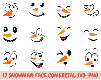 Snowman Face SVG, Christmas Snowman SVG,  Winter Holiday Snowman SVG, snowman Vector, Snowman Faces