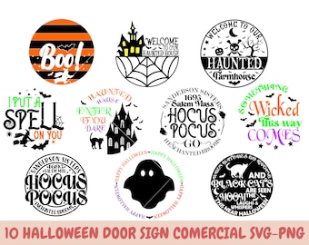 Halloween Runde Schild SVG Bundle, Halloween Runde Tür Aufhänger SVG, Halloween Kreis Schild SVG, Herbst Runde Veranda Schild, Spinne SVG, Boo svg