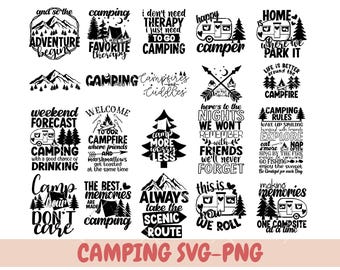 Camping SVG-paket, Campinghoodie SVG, Campingliv SVG, Happy Camper SVG, Campingskjorta SVG, Vandring SVG, Klippfiler för Cricut, Silhouette