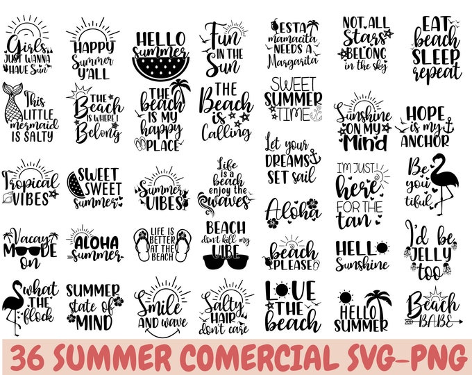 Summer Bundle SVG, Beach Svg, Summertime Svg, Funny Beach Quotes Svg ...