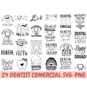 Pacote svg dental, pacote dentista svg, esquadrão odontológico svg, citações de dentista SVG, presente de assistente dentário, higenista dental svg, arquivo de corte cricut svg