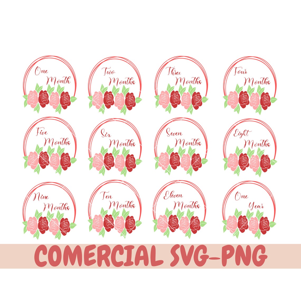 Milestone Months Svg, 12 Month Onesie SVG Designs, Baby Monthly Designs ...