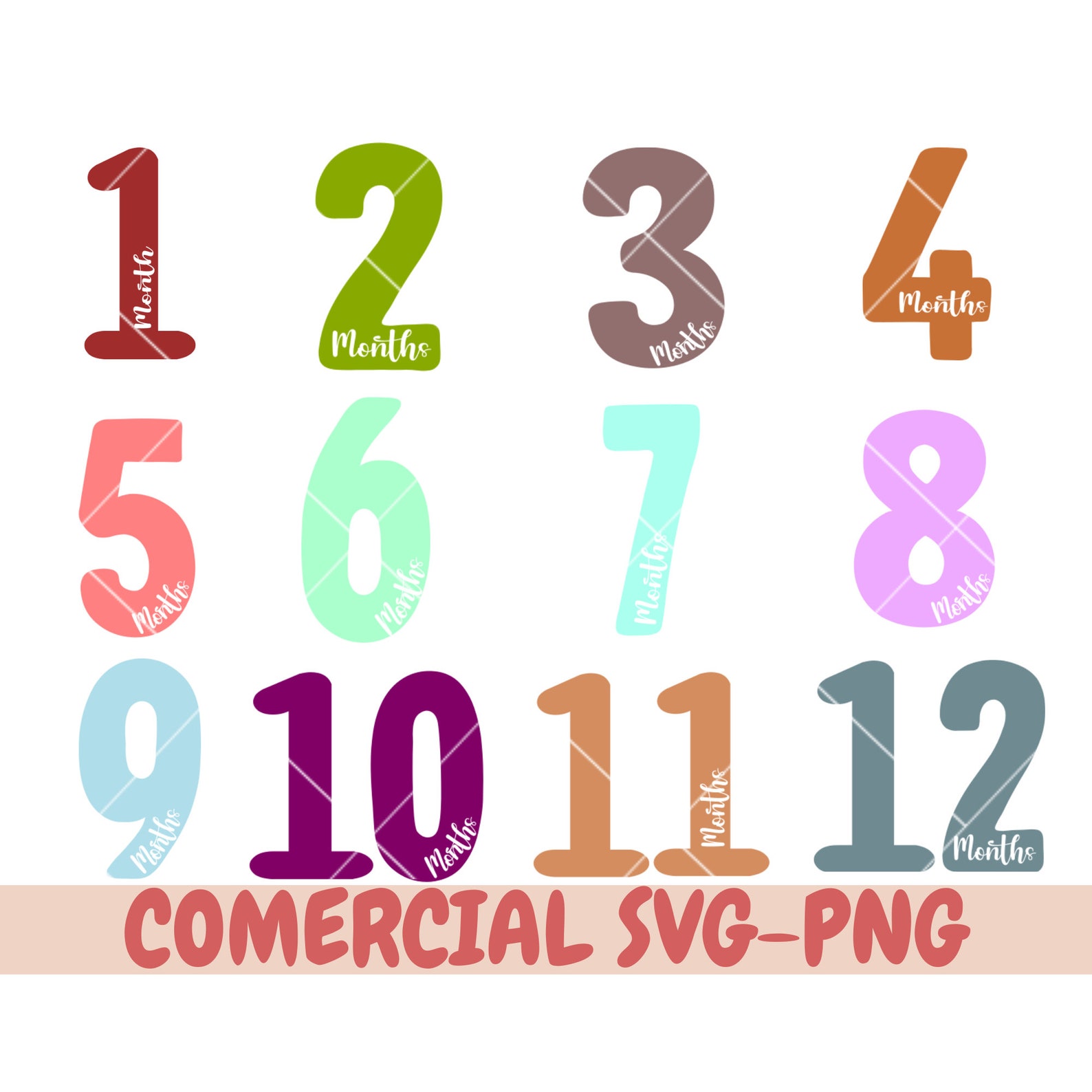 Milestone Months Svg, 12 Month Onesie SVG Designs, Baby Monthly Designs ...