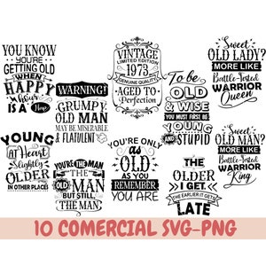 Lustige Vintage immer älter Geburtstag Bundle SVG 40 designs, mürrischer alter Mann svg Bundle, Geburtstag Vintage svg, gealtert zur Perfektion svg, Cricut