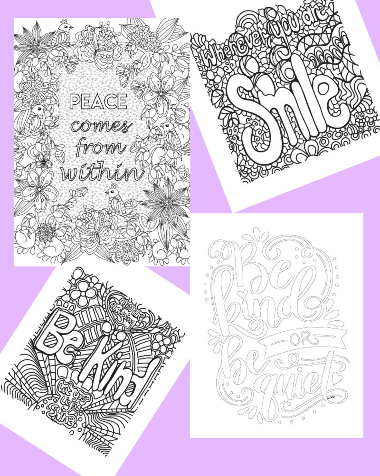 Uplifting Coloring Pages / Coloring Book / Digital / Instant Etsy