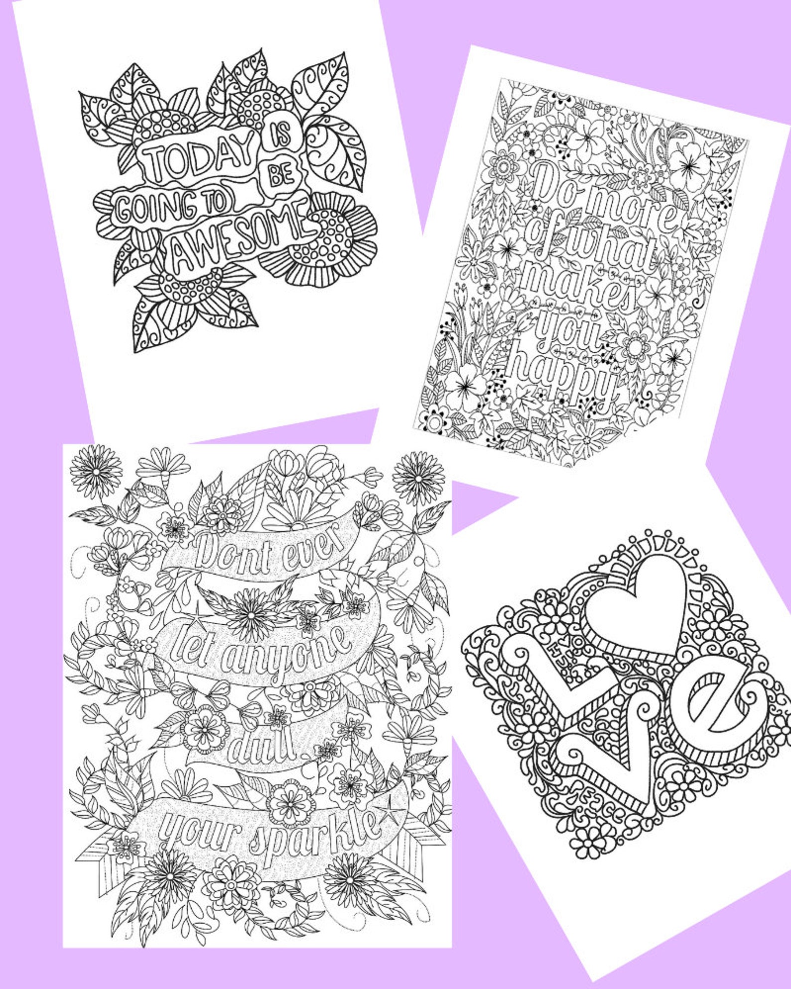 Uplifting Coloring Pages / Coloring Book / Digital / Instant Etsy