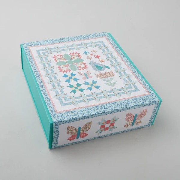 Free Gifts W/Garden Variety Boxed Quilt Kit by Natalie Crabtree - Riley Blake - Box Pattern Fabric - Spring Gardens - Quilting Cotton