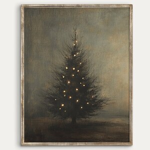 Vintage Christmas Tree Print, Fir Tree Poster, Christmas Home Decor, Winter Landscape Print, Large Wall Art, Holiday Decor, Muted Tree