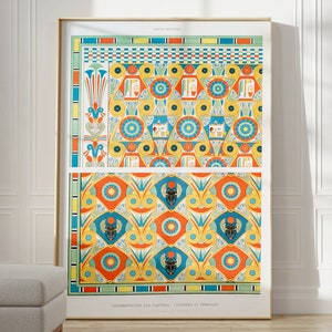 Egyptian Ornament Print, Egypt Goddess Poster, Vintage Egyptian Art, Abstract Egyptian Art, Egyptian Pattern, Islamic Art, Textile Wall Art