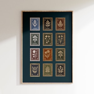 Vintage Briefmarken Poster, Retro Stempel Collage, Trendy Briefmarken Sammlung Poster, Retro Wandkunst, Funky ästhetischer Druck für die Wohnung