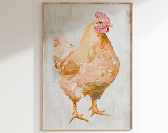 Vintage Chicken Illustration Print, Farmhouse Poultry Poster