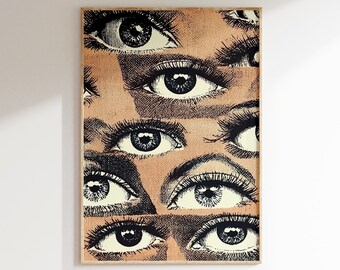 Retro Eyes Art Print, Trendy Woman Portrait Poster