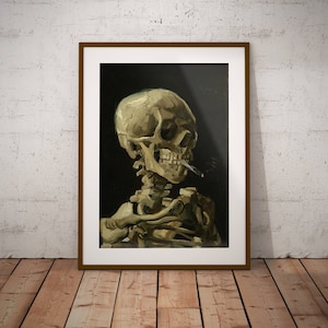 Vincent Van Gogh Skull with Cigarette, 1885 Poster, Art Deco, Vintage Print, Colorful Wall Art, Large Wall Art Print, Room Van Gogh Decor