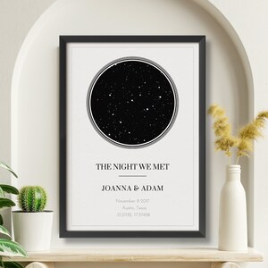 Poster ciel nocturne personnalisé, cadeau d'anniversaire de naissance, impression carte des étoiles, affiche carte des étoiles, cadeau de mariage, impression constellation, oeuvre d'art la nuit de notre connaissance