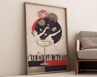 Vintage Champagne Party Poster, Funny Bartender Print