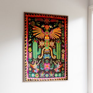 Vintage Mexican Motives Poster, Colourful Mexican Art Print, Traditional Mexican Artwork, Floral Vintage Poster, Latin Decor, Cultural Gift