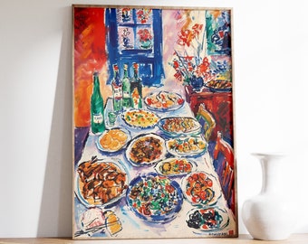 Chinese New Year Eve Poster, Retro Food Print, Kitchen Wall Art