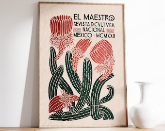 Vintage Mexicaanse bloemenposter, El Maestro-omslag 1922