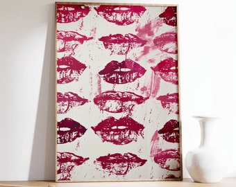Lipstick Kisses Kunst Poster, Vintage Stil Kuss, Kunstdruck