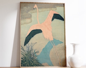 Flamingo Vintage Print, Flamingo Poster, Bird Wall Art, Retro Flamingo Art, Animal Print, Carl Moser Wall Art, Pink Flamingo, Room Decor