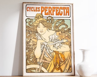 アルフォンス・ミュシャ作「Cycles Perfecta」、ヴィンテージポスター