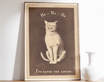 Funny Vintage Cat Print, Funny Quote, Cat Poster, Comedy Print, Large Wall Art, Animal Poster, Funny Gift, Retro Cat Print