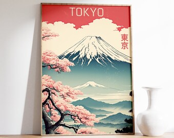 Tokyo Travel Poster, Japanese Travel Print, Mount Fuji