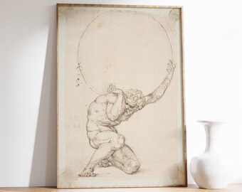 Crouching Atlas Print, Baldassare Tommaso Peruzzi, Renaissance Wall Art