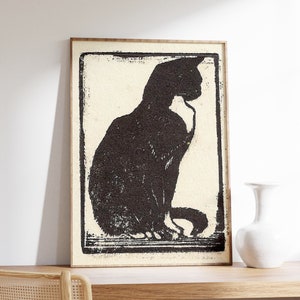 Black Cat Poster, Cat Print, Funny Wall Art, Animal Print, Large Wall Art, Home Decor, Illustration of Cat, Cat Lover Gift