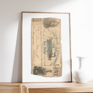 Vintage Dollar Print, Vintage Money Poster, American Dollar Wall Art, Old paper, Vintage Bank Note