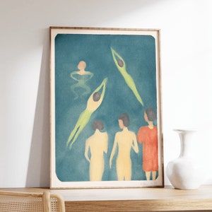 Edvard Munch&#39;s Boys Bathing Famous Painting, Vintage Print, Impressionism Art Print, Museum Poster, Large Wall Art, Bohemian Art, Symbolizm