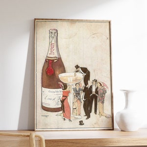 Champagner Drink Party Poster, lustiger Barkeeper Druck, altes Buch Cover, große Wandkunst, Spirituosen und Wein Poster, Alkohol Poster, Minimal Retro