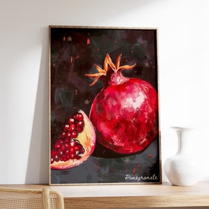 Vintage Pomegranate Poster, Pomegranate Illustration, Rustic Kitchen Decor, Pomegranate Print, Fruit Wall Art, Farmhouse Decor, Botanical