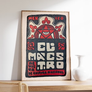 Vintage mexikanisches Plakat, buntes mexikanisches Plakat, traditionelle mexikanische Kunstwerke, Blumenweinlese-Plakat, lateinisches Dekor, Abdeckung von El Maestro 1922