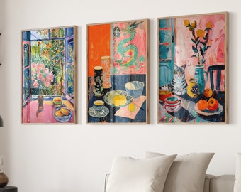 Colorful Food Art Print Set, Kitchen Still Life, Home Decor
