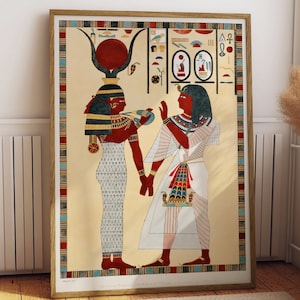 Egyptian Ornament Print, Egypt Goddess Poster, Vintage Egyptian Art, Abstract Egyptian Art, Egyptian Pattern, Islamic Art, Textile Wall Art