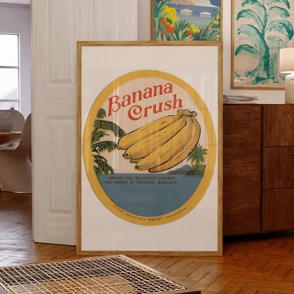 Impression cuisine banane drôle, art mural banane, affiche vintage banane, décoration de chambre banane, art mural cuisine vintage, affiche nourriture, impression fruits